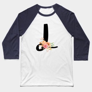 Letter L With Watercolor Floral Wreath Baseball T-Shirt